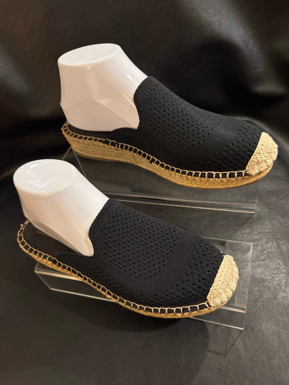 Cole Haan Espadrilles Black Tan Jute Wedge Heels Women’s Size 7B Mules Sandals